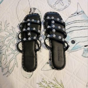 Size 6.5 Black Studded Sandals